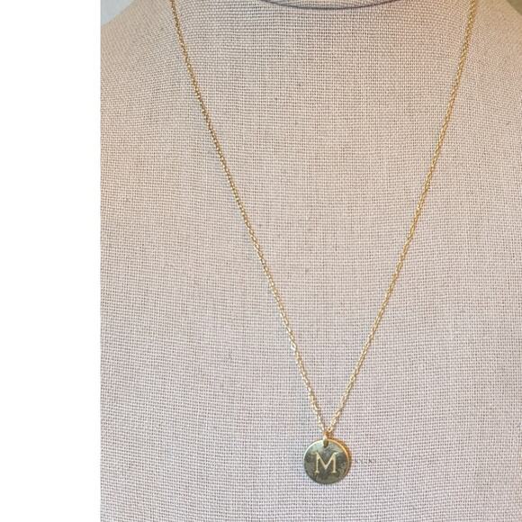 MWS 925 Silver India Made Gold Tone 'M' Initial Charm Necklace - Picture 1 of 6
